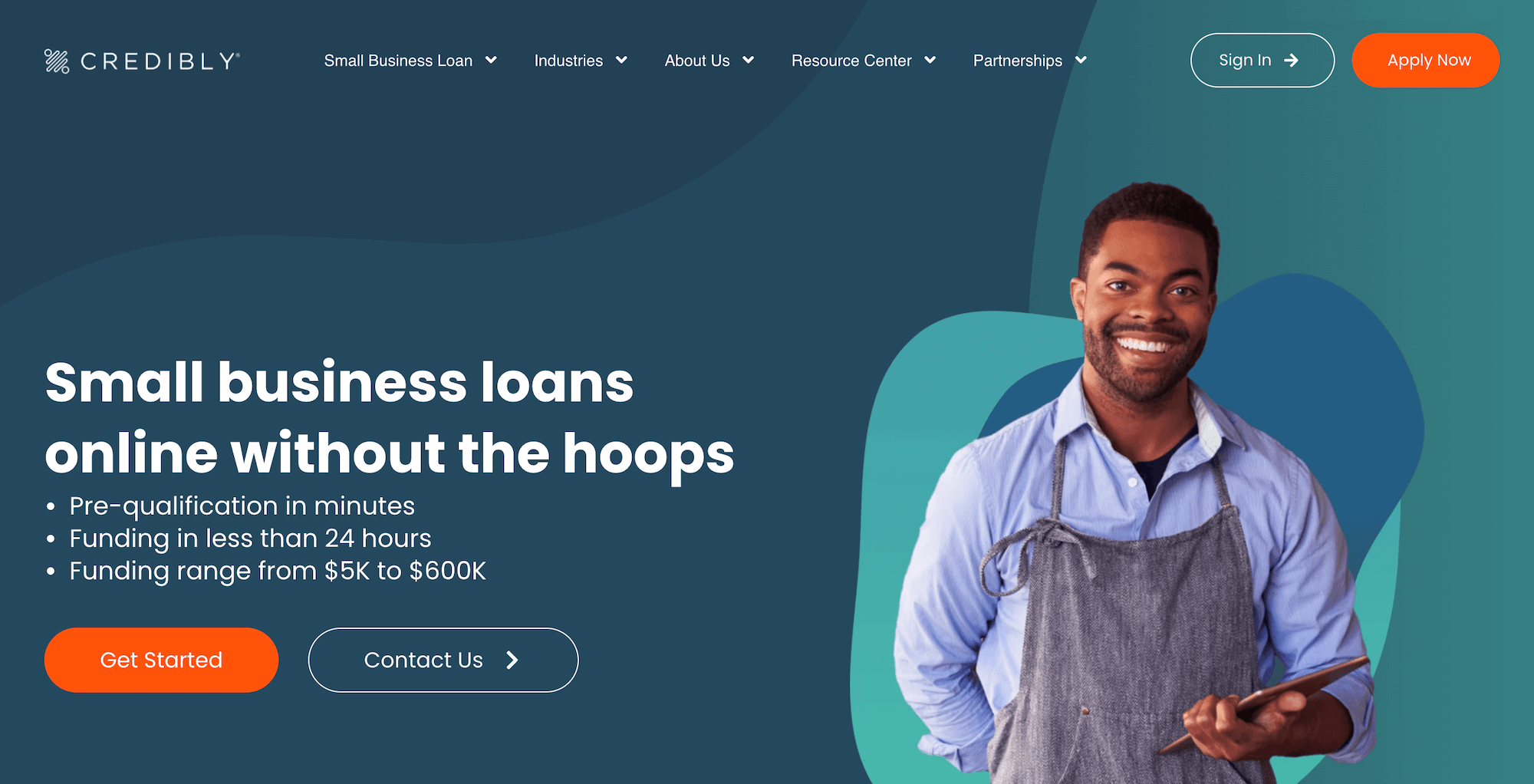 Credibly homepage: Small business loans online without the hoops