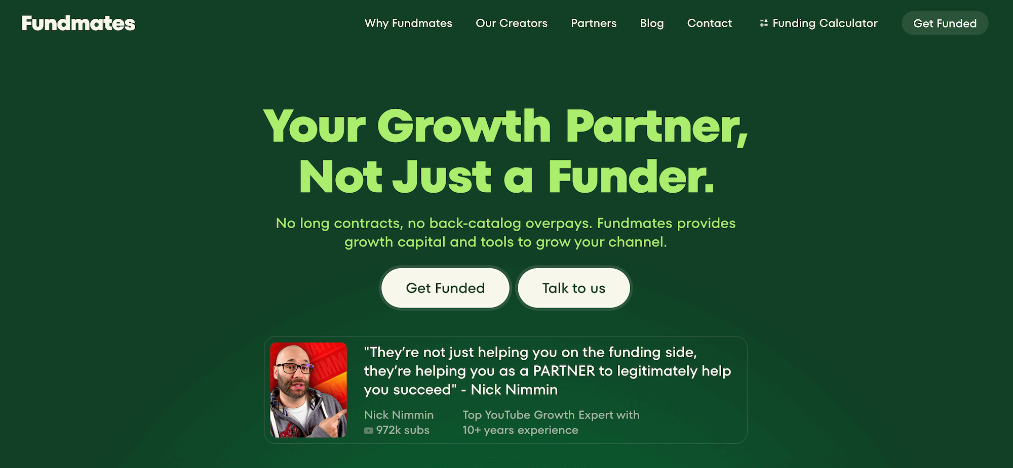 Fundmates homepage: Your Growth Partner, Not Just a Funder.