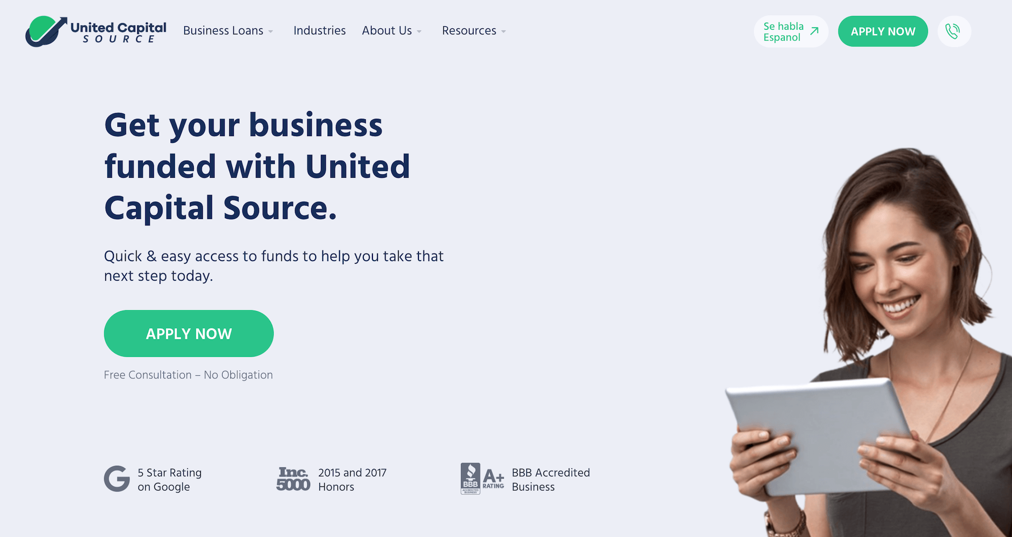 United Capital Source homepage: Get your business funded