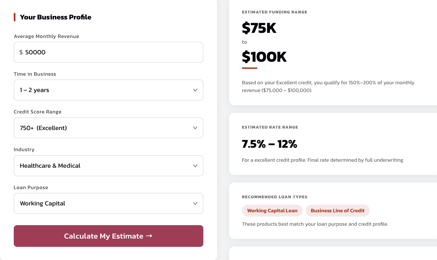 Calculate My Estimate with Redline Capital