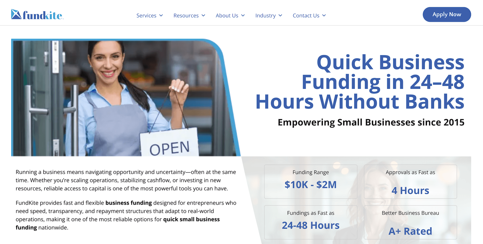 Fundkite homepage: Quick Business Funding in 24–48 hours without Banks