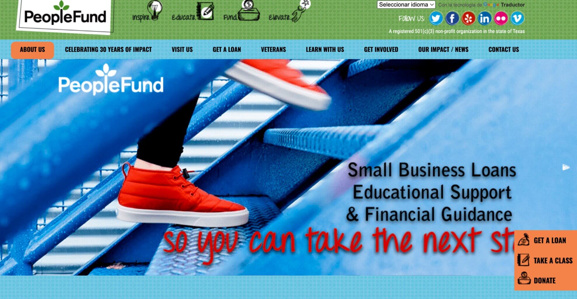 PeopleFund homepage: Small Business Loans